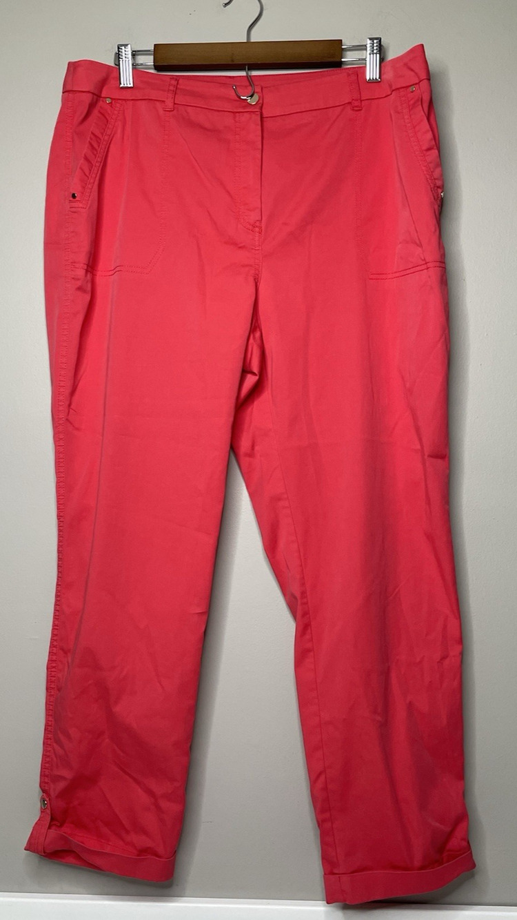 Katherine Barclay Women's Pull On Pants XL Coral Straight Leg Stretch Career Off